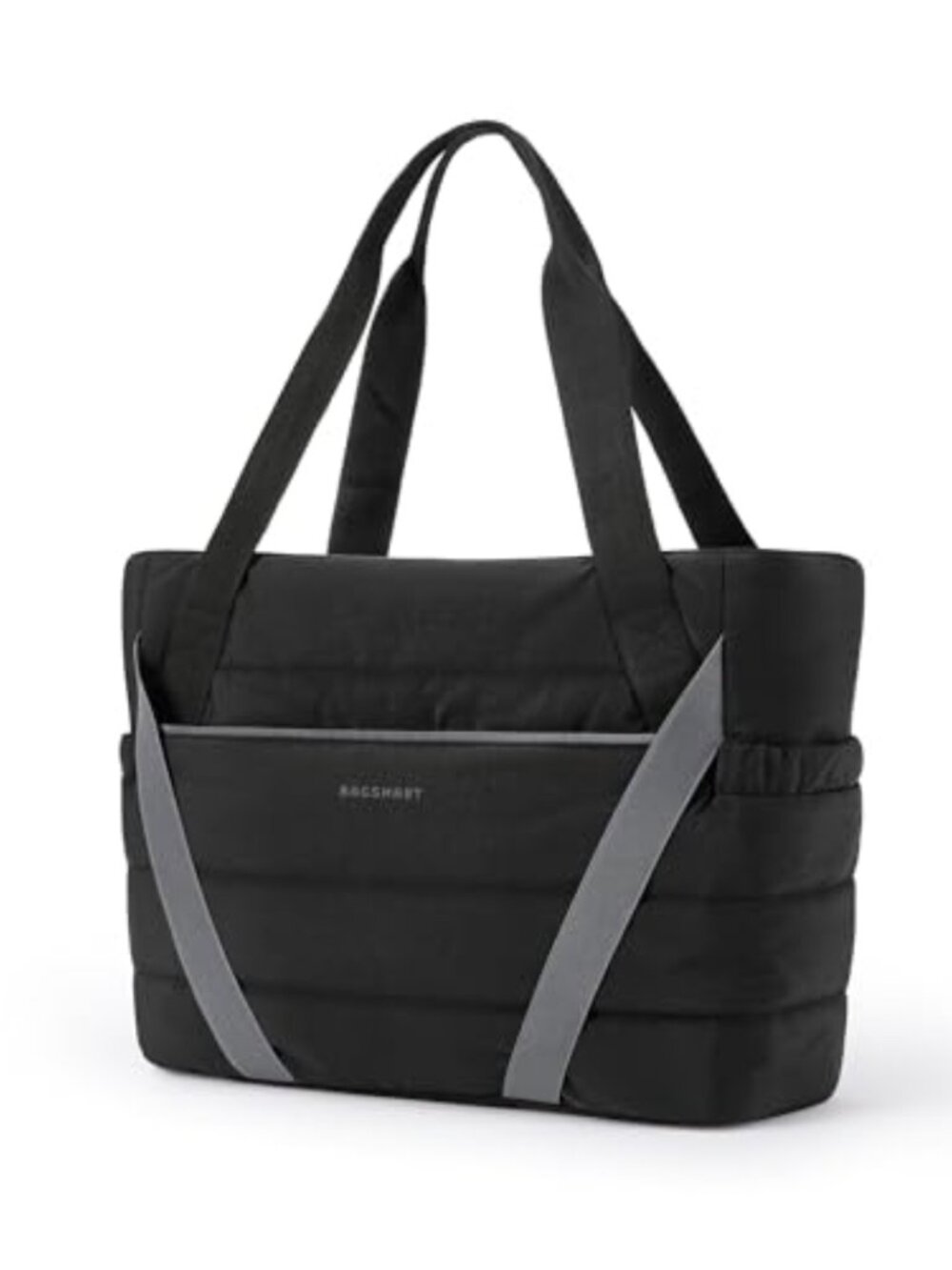 Quilted Tote Bag with Zipper, Fits 15.6 Laptop, Yoga Mat Straps